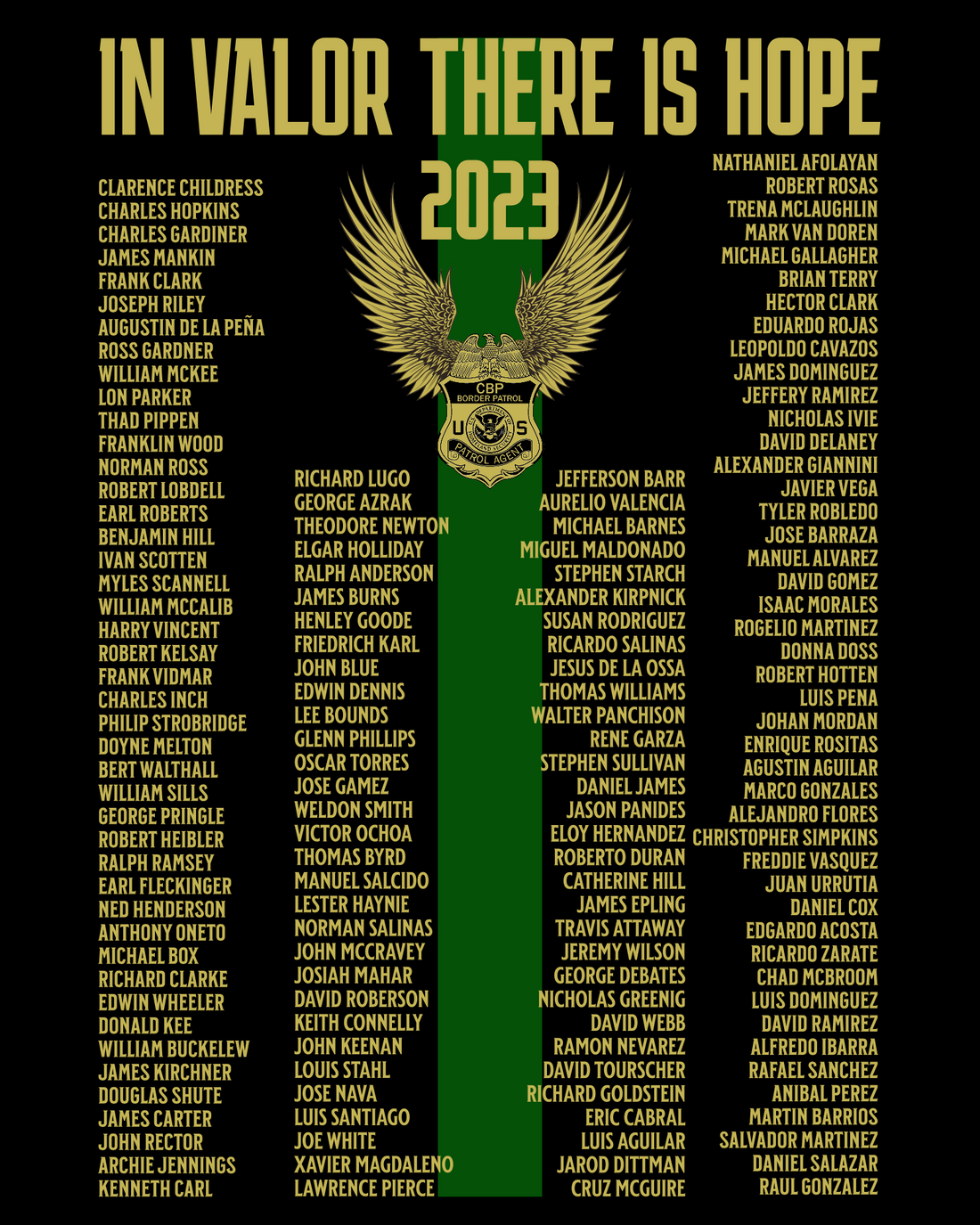 Honoring Heroes: The 2023 Valor Memorial Border Patrol Graphic T-Shirt Design