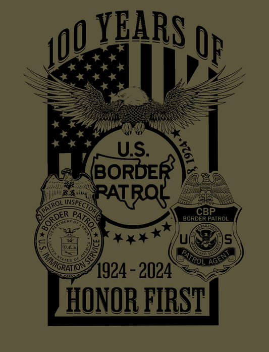 Celebrating a Century of Service: The Border Patrol Centennial Design Graphic T-Shirt