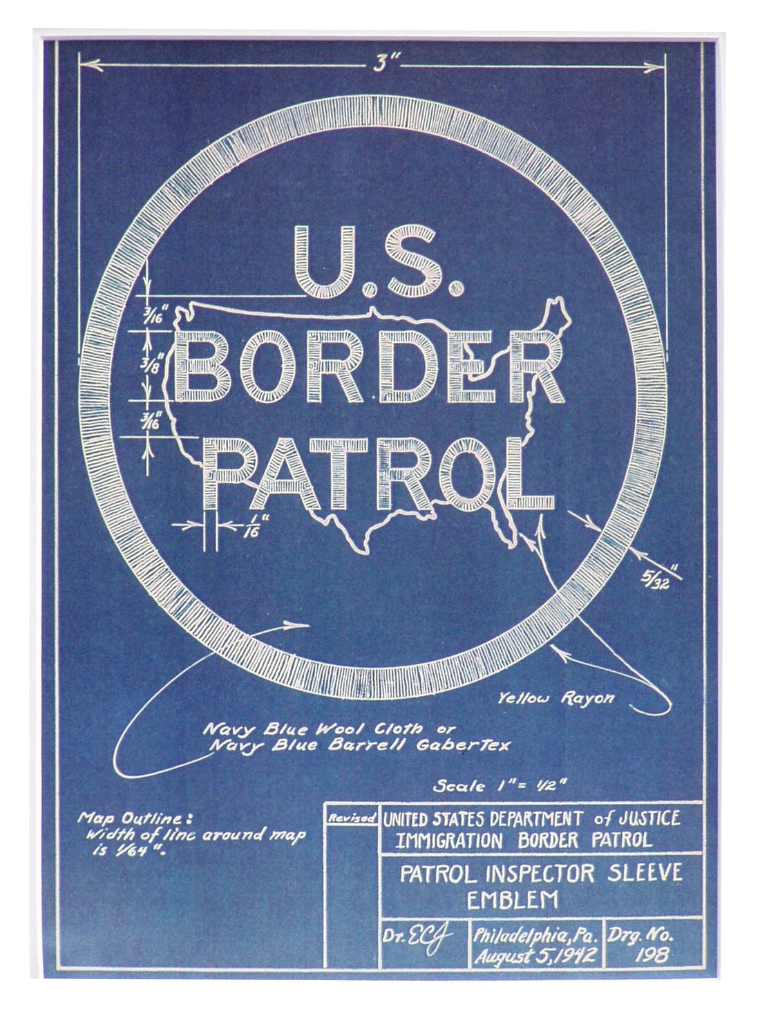 Border Patrol Logo Blue Print Design