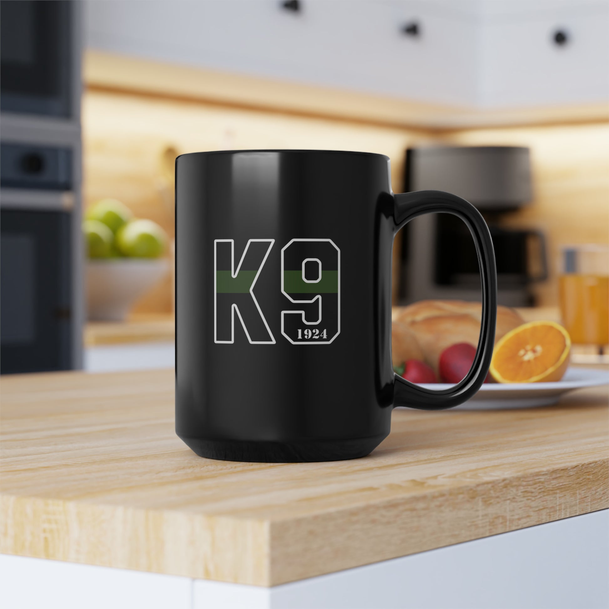 Border Patrol K9 Thin Green Line Black Mug 3