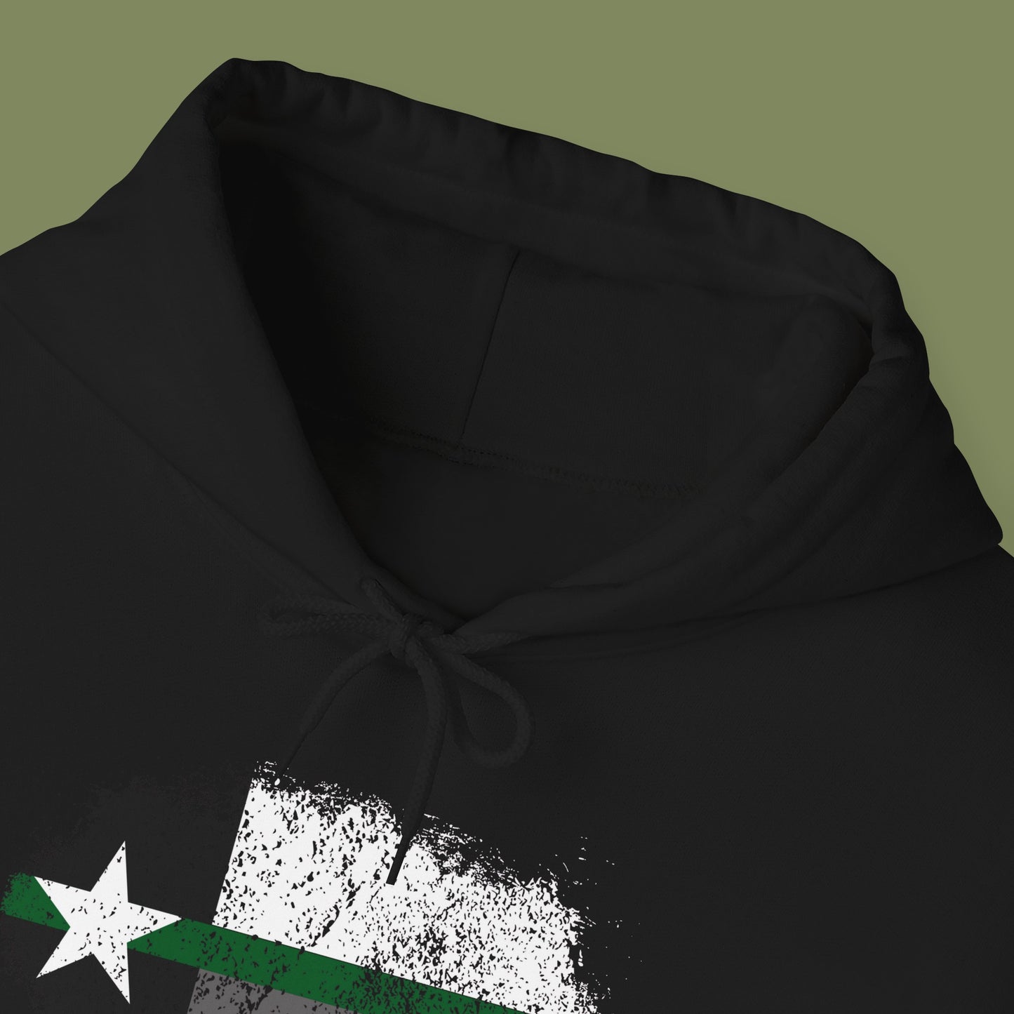 Texas Grunge Thin Green Line Flag Border Patrol Hoodie