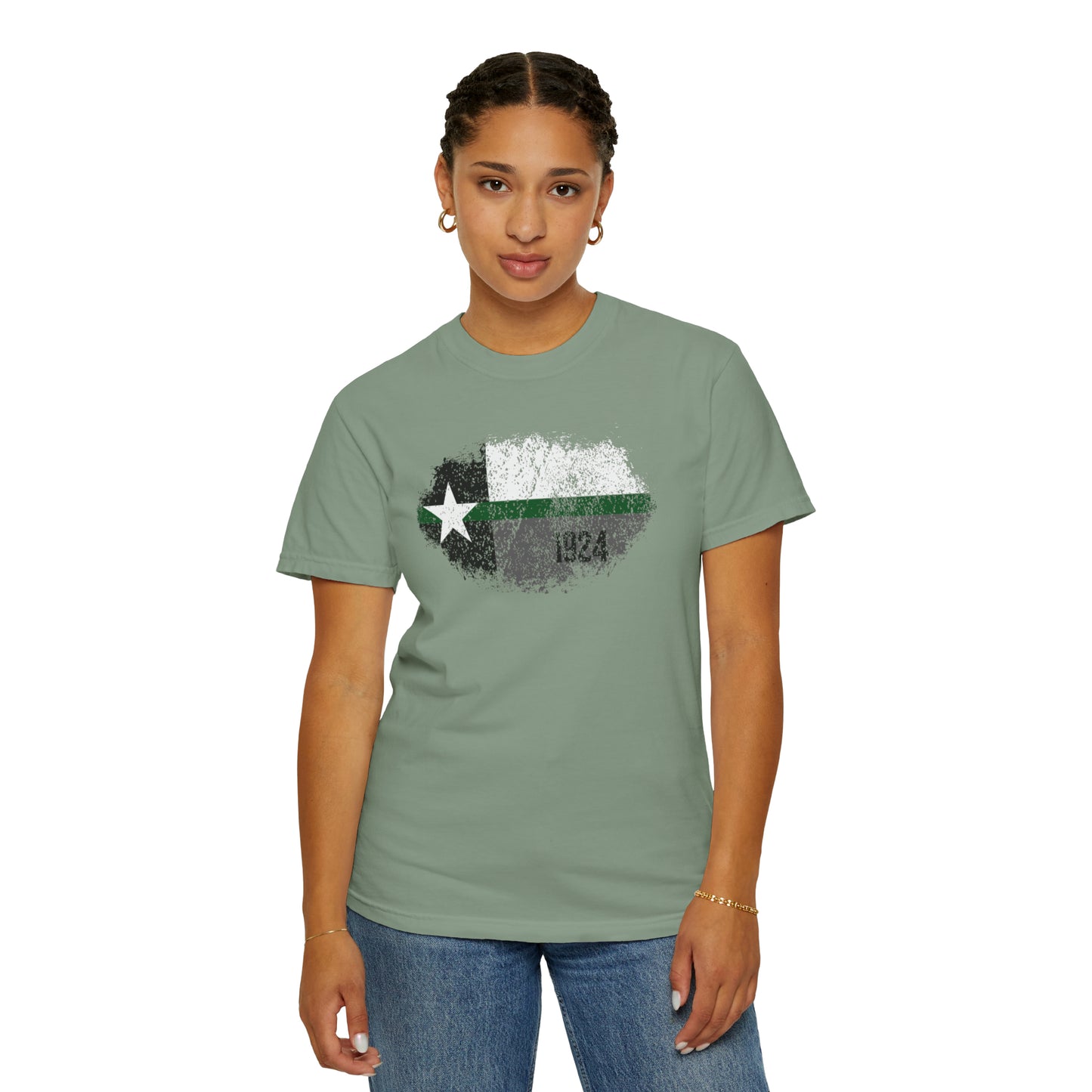 Texas Grunge Thin Green Line Flag Border Patrol T-Shirt 8