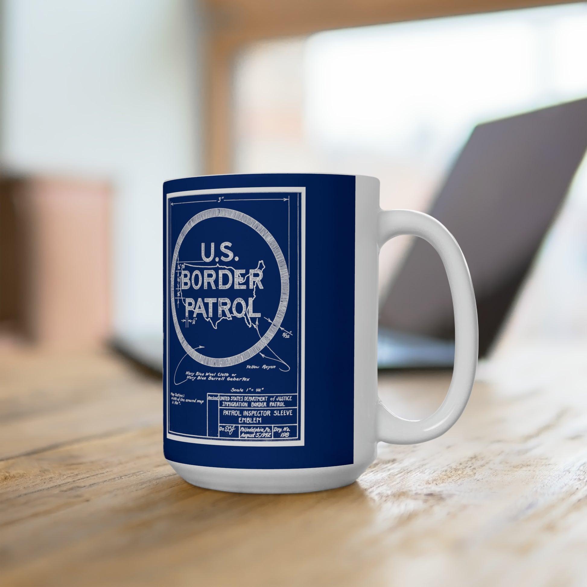 Border Patrol Blueprint Logo Mug 15oz 3