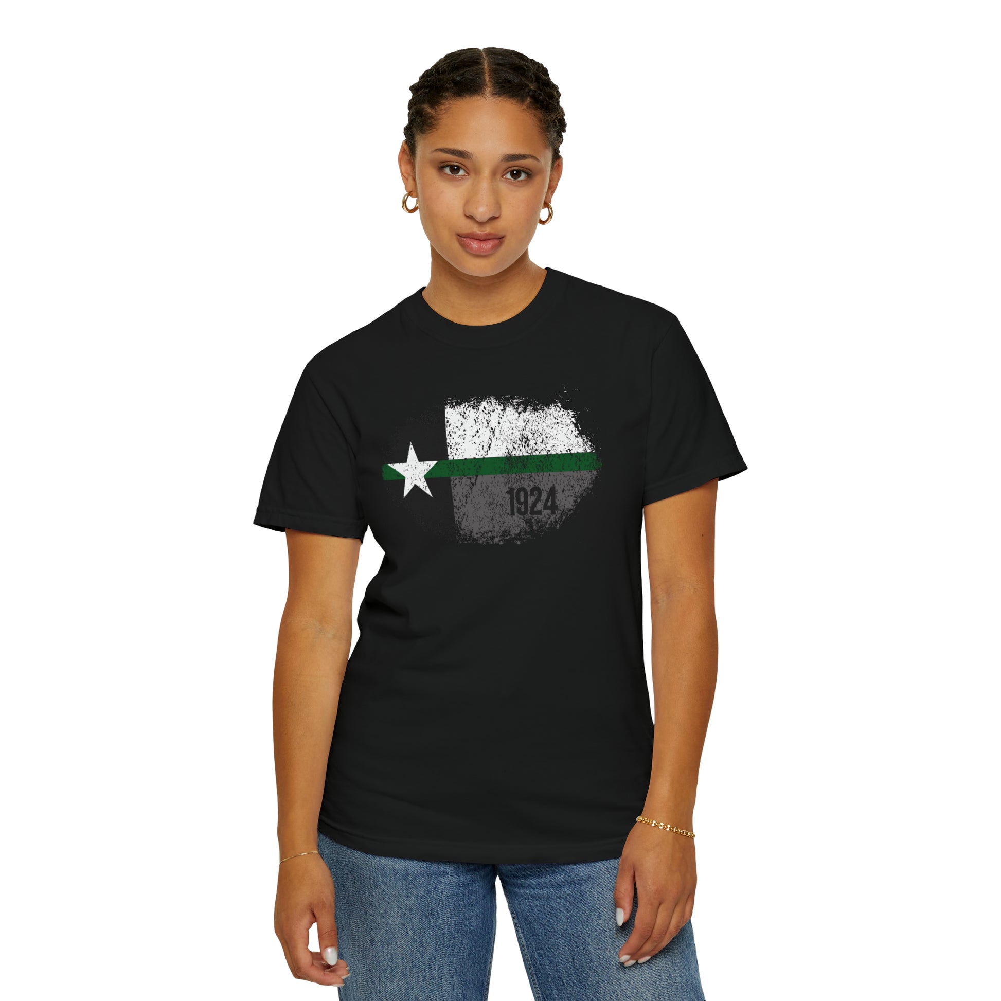 Texas Grunge Thin Green Line Flag Border Patrol T-Shirt 2