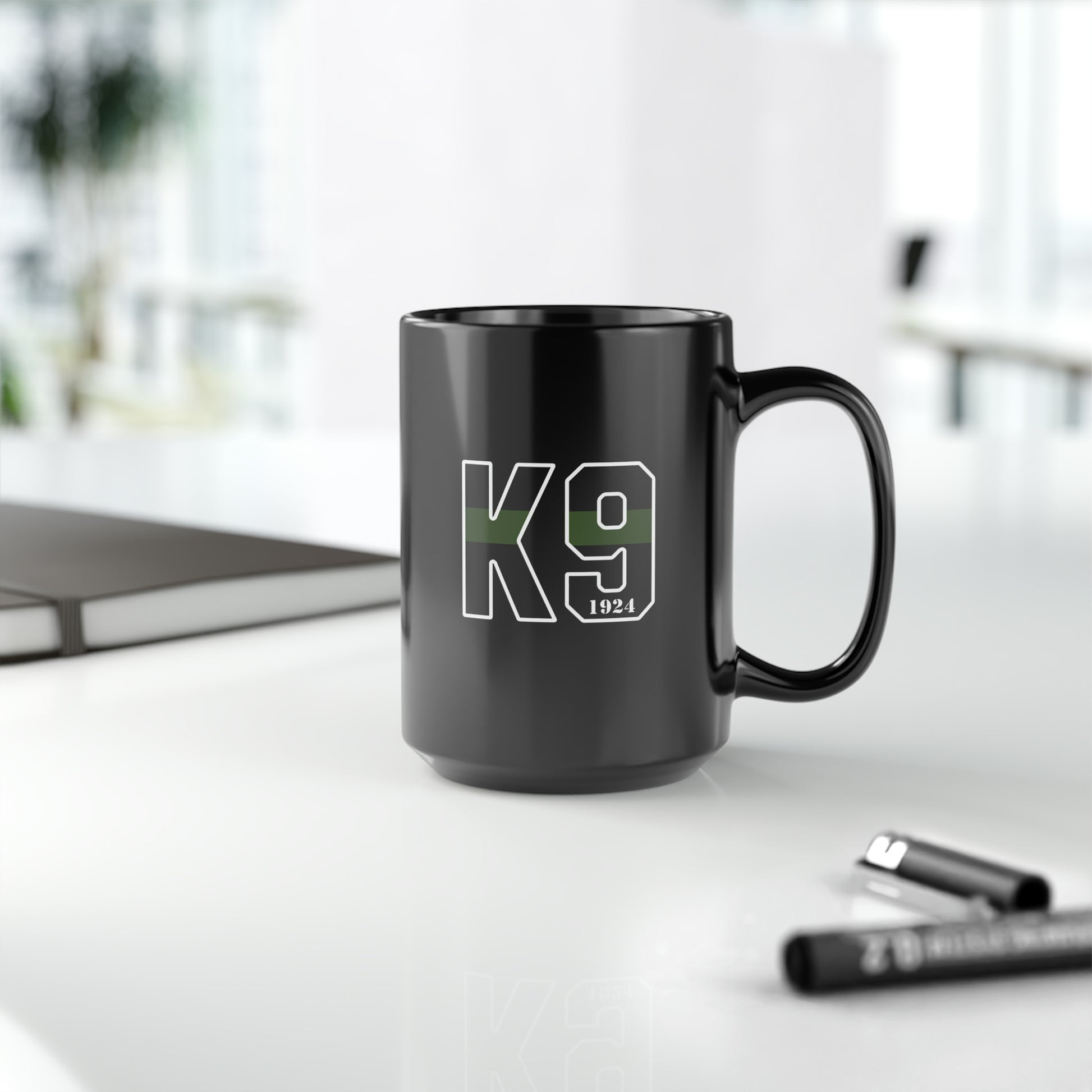 Border Patrol K9 Thin Green Line Black Mug 5