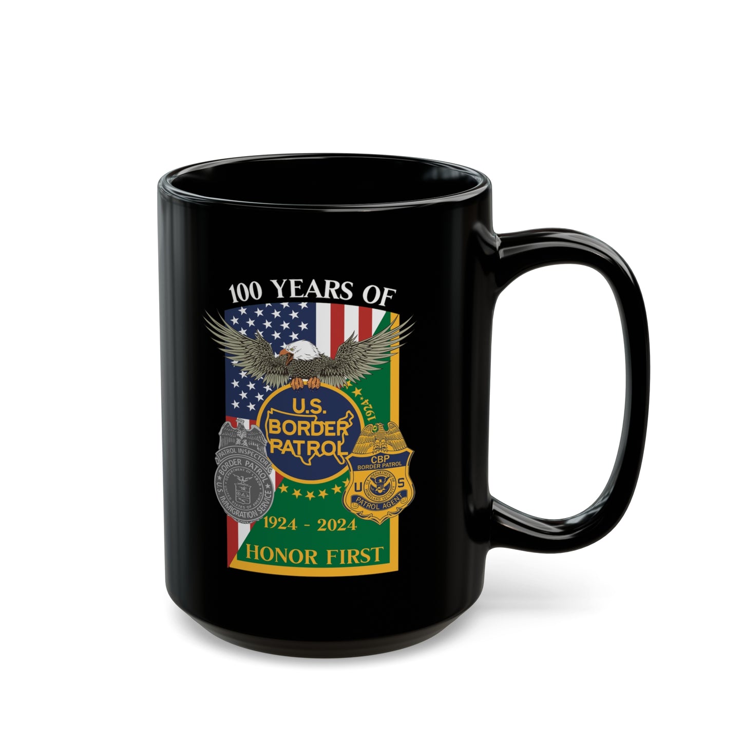 Border Patrol Centennial Black Mug (15oz)