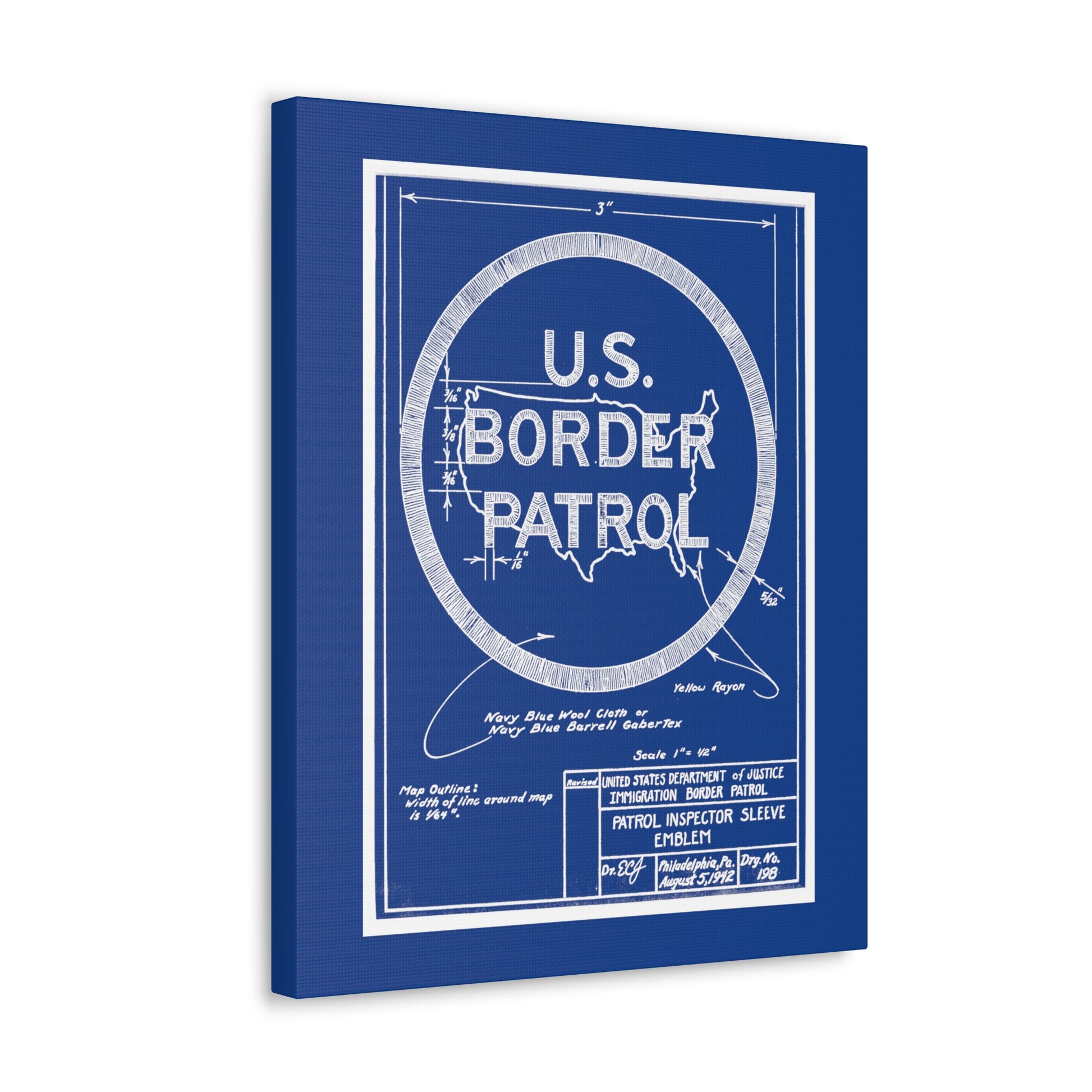 BP Logo Blue Print Canvas Art Border Patrol Art 2