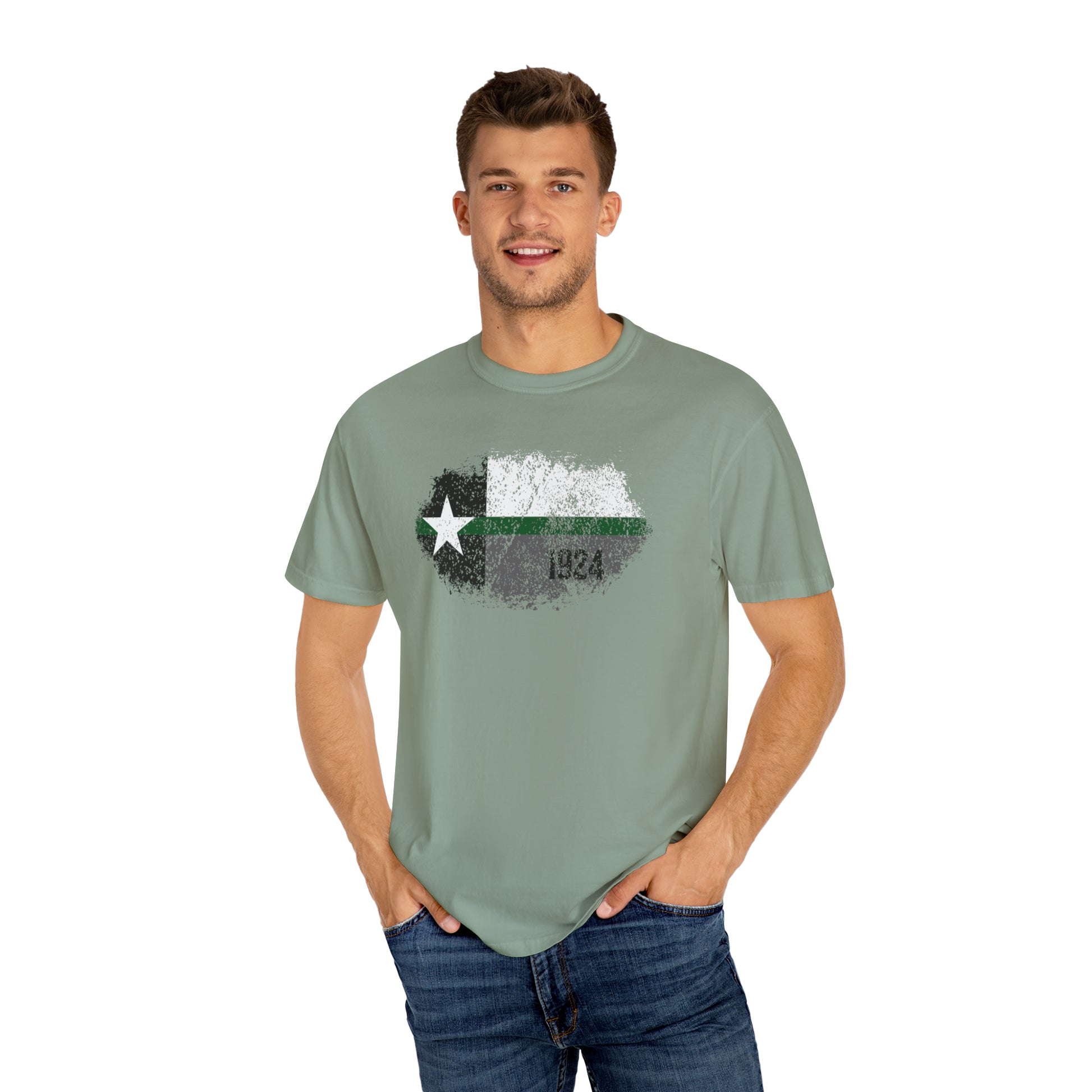 Texas Grunge Thin Green Line Flag Border Patrol T-Shirt 17