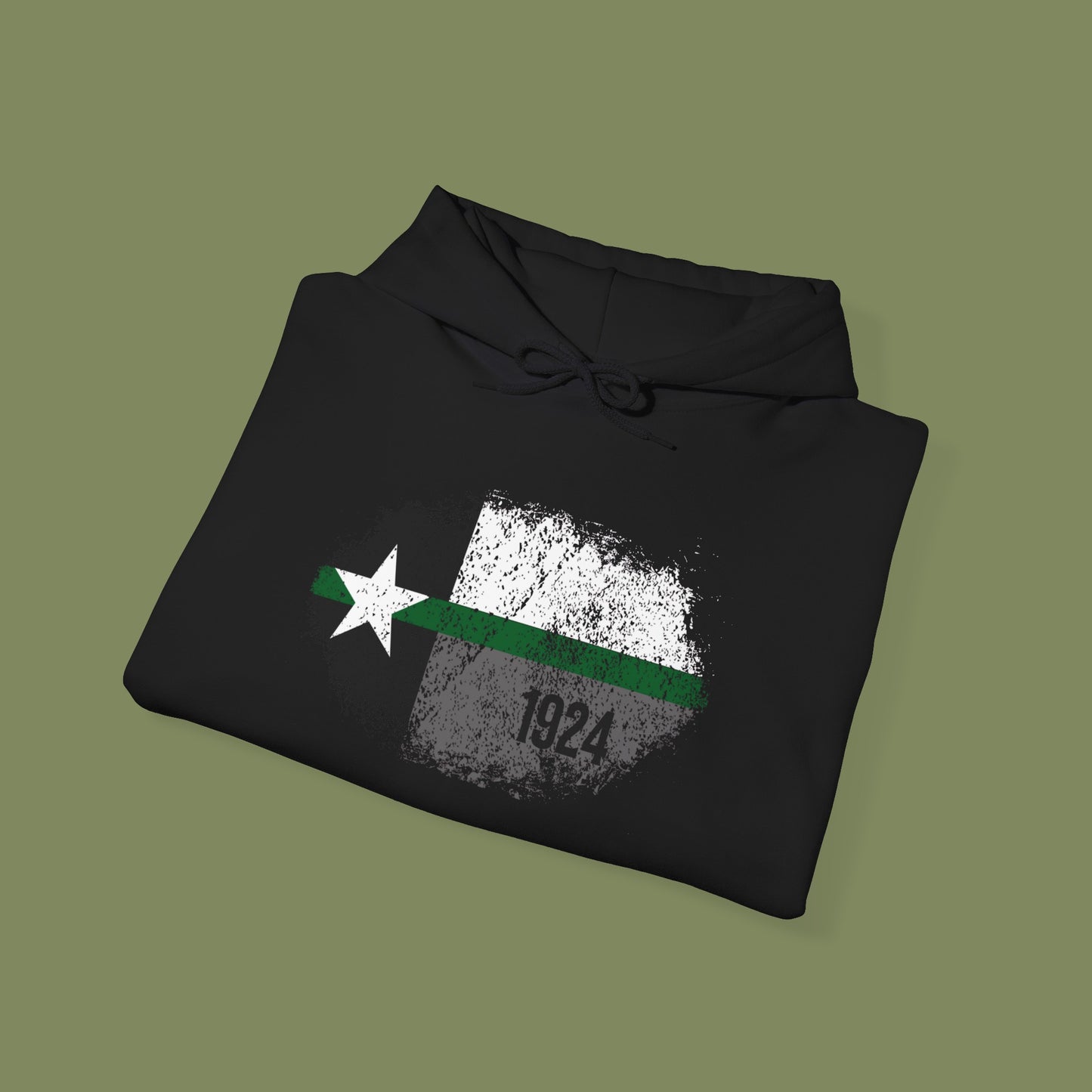 Texas Grunge Thin Green Line Flag Border Patrol Hoodie