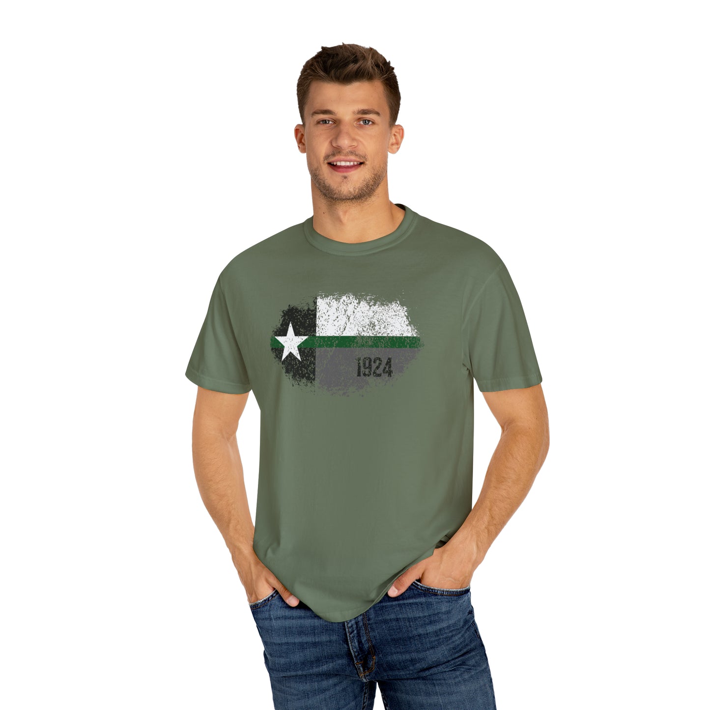 Texas Grunge Thin Green Line Flag Border Patrol T-Shirt 23