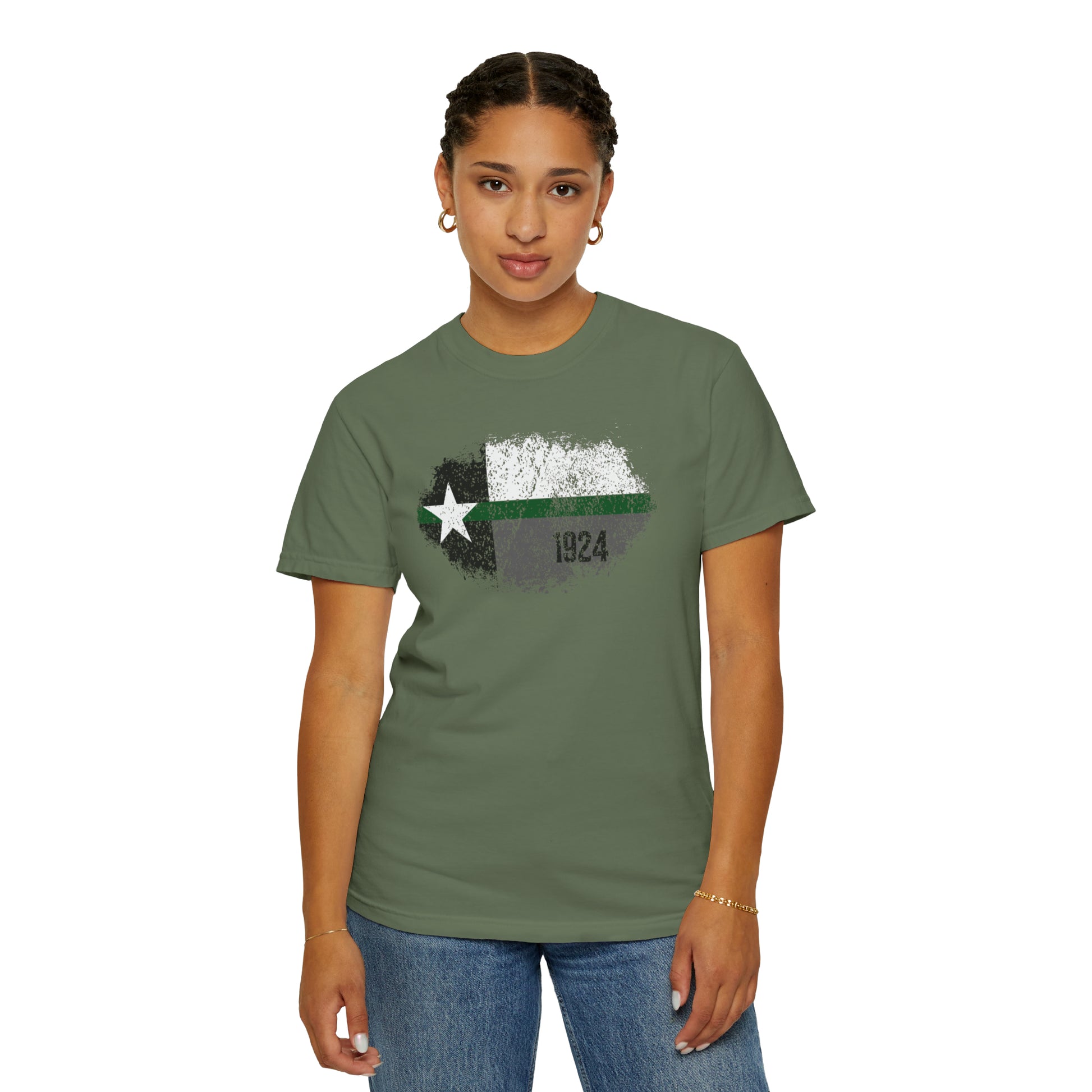 Texas Grunge Thin Green Line Flag Border Patrol T-Shirt 24