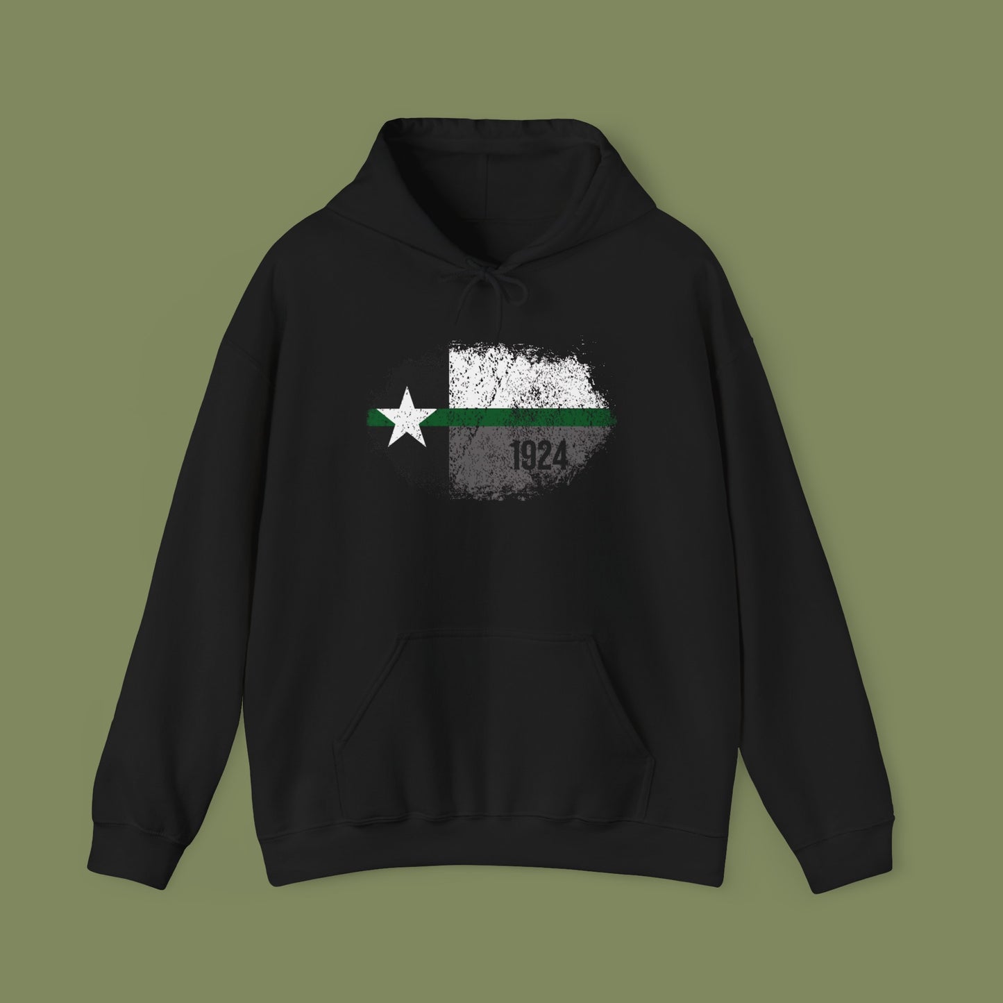 Texas Grunge Thin Green Line Flag Border Patrol Hoodie