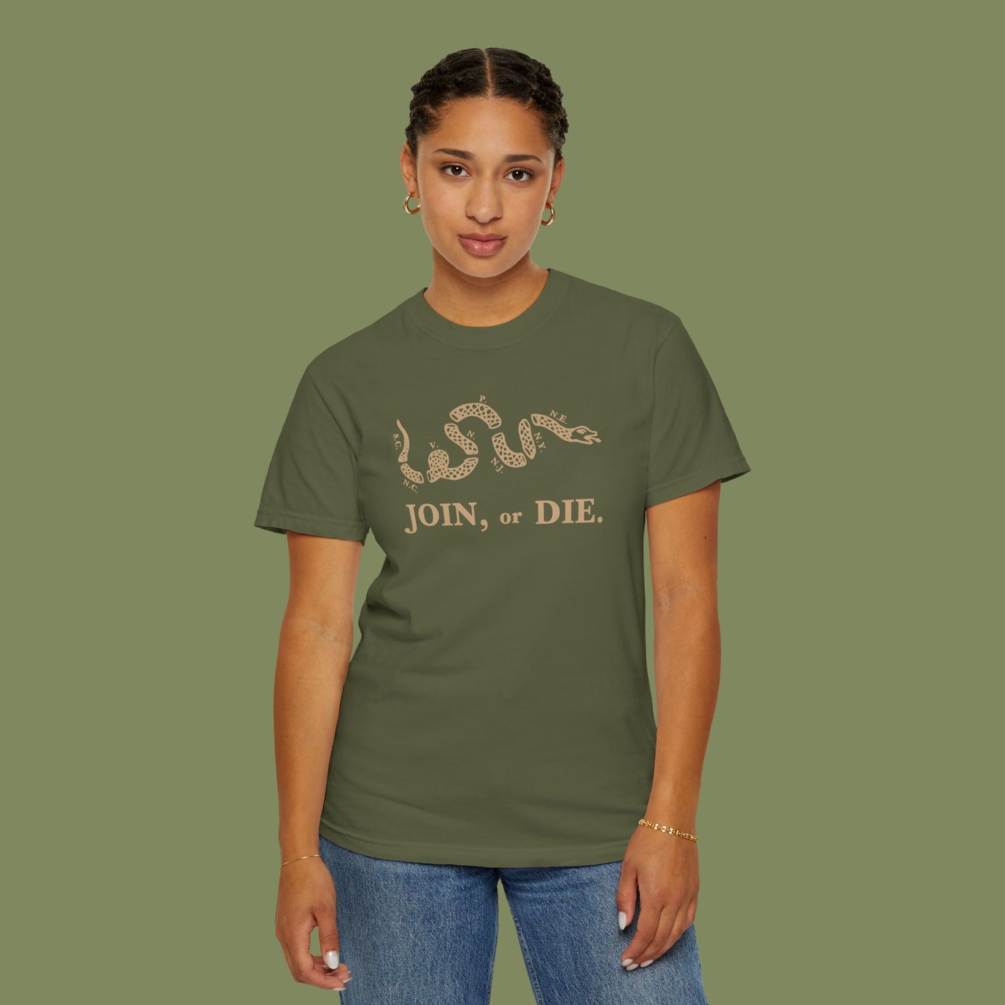 Join or Die Patriotic T-Shirt by Vint Hill Designs