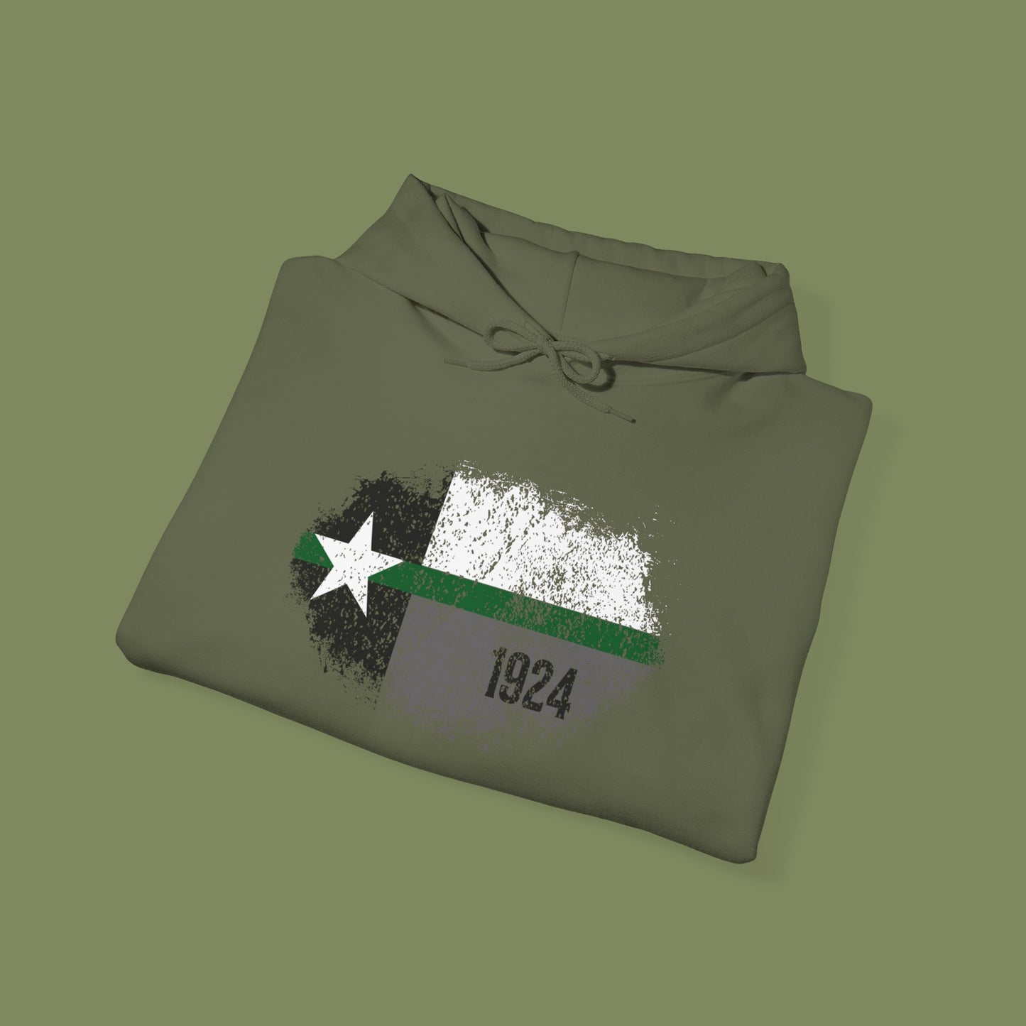 Texas Grunge Thin Green Line Flag Border Patrol Hoodie