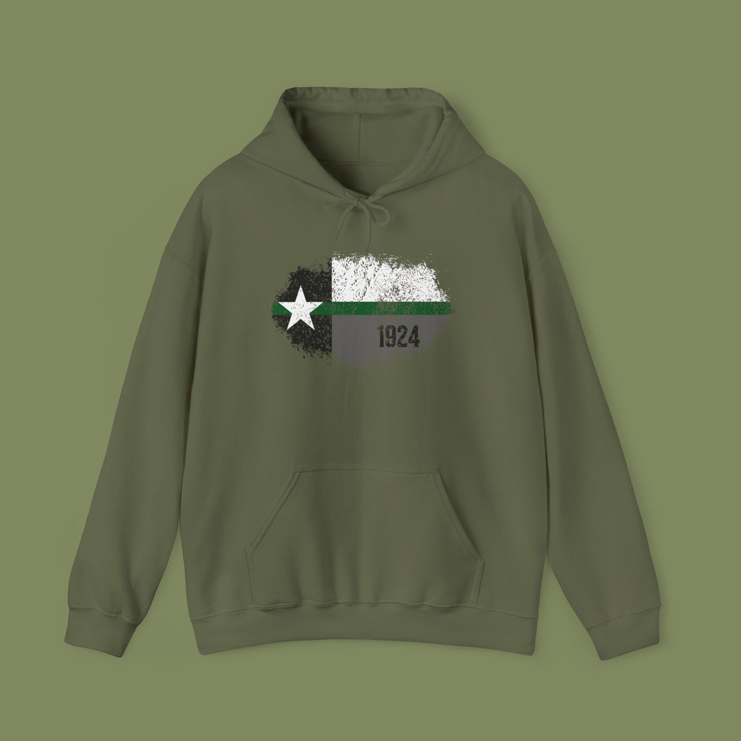 Texas Grunge Thin Green Line Flag Border Patrol Hoodie