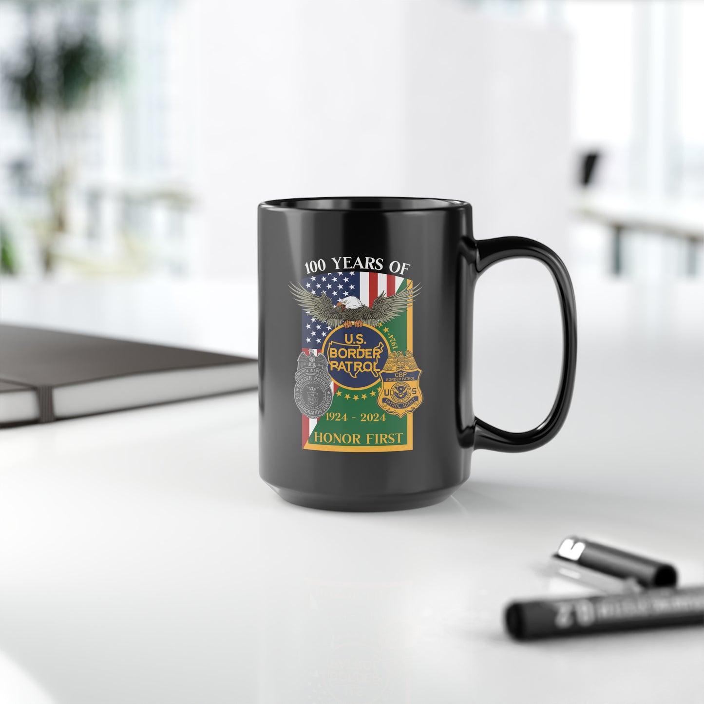 Border Patrol Centennial Black Mug (15oz)