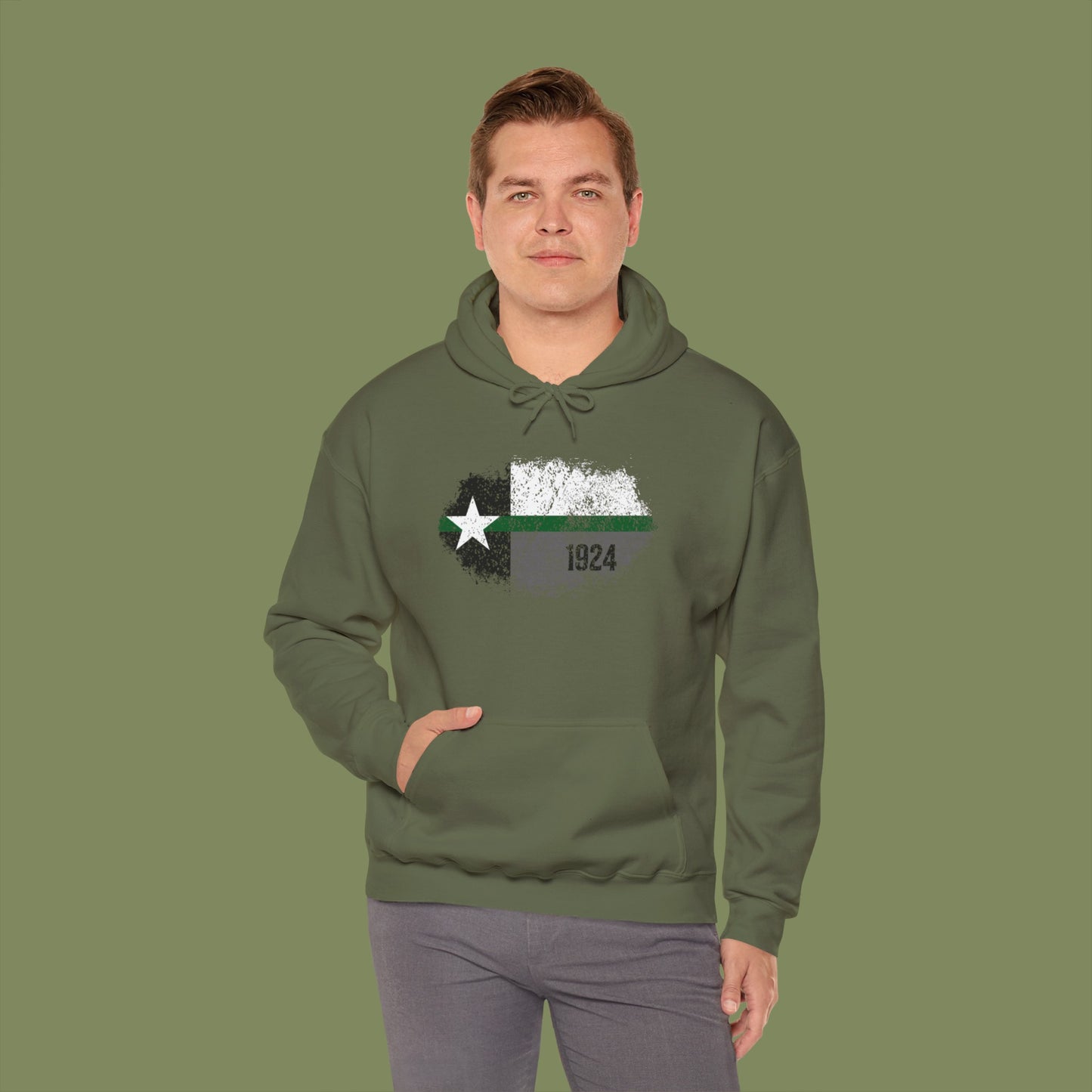 Texas Grunge Thin Green Line Flag Border Patrol Hoodie