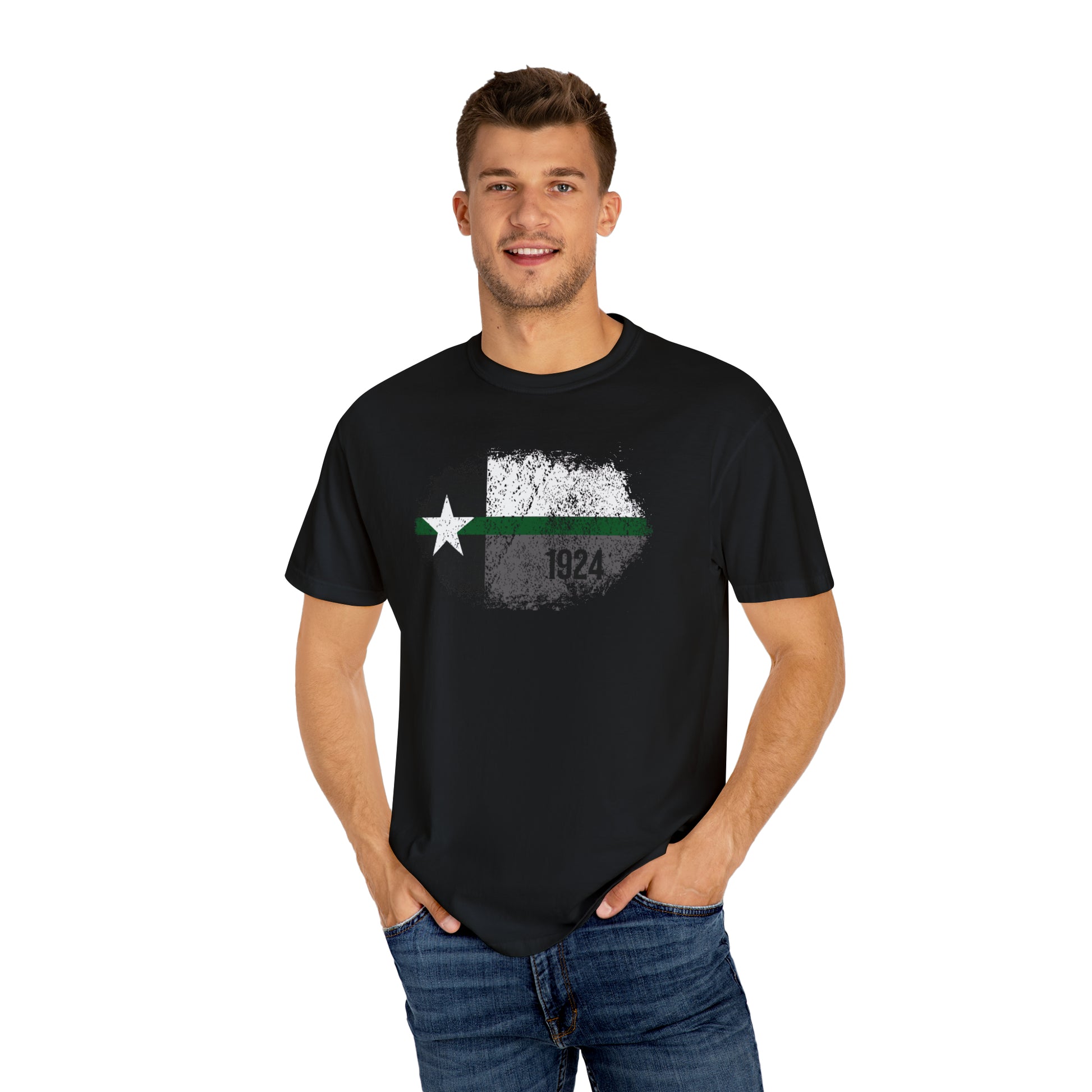 Texas Grunge Thin Green Line Flag Border Patrol T-Shirt 3