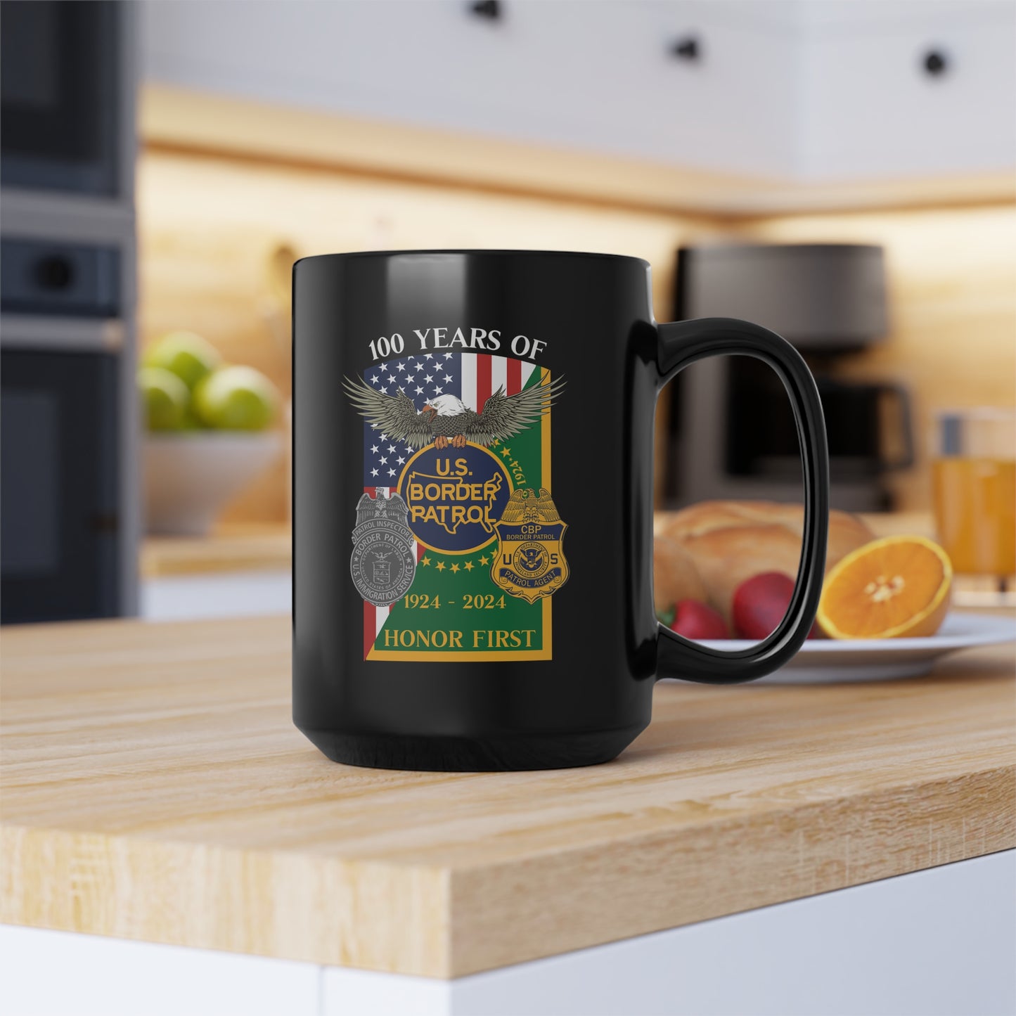 Border Patrol Centennial Black Mug (15oz)