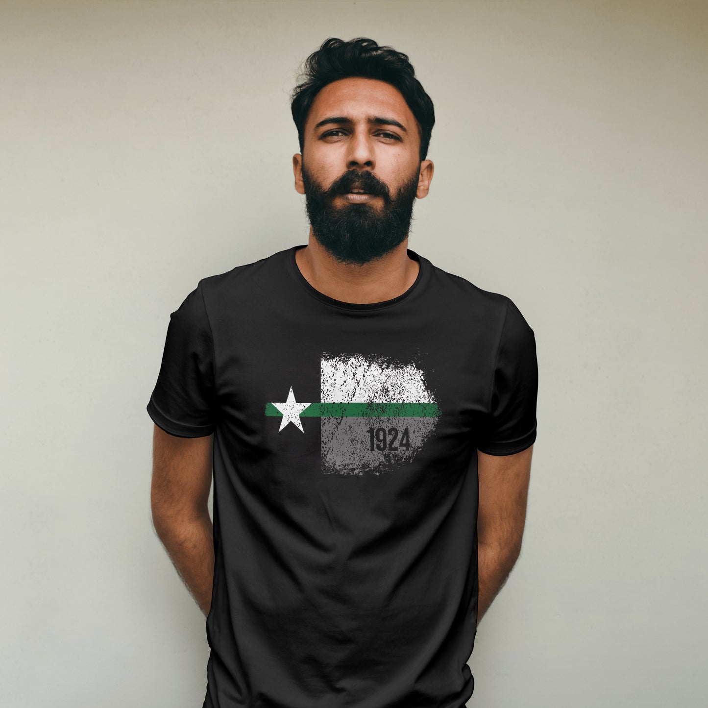 Texas Grunge Thin Green Line Flag Border Patrol T-Shirt 4