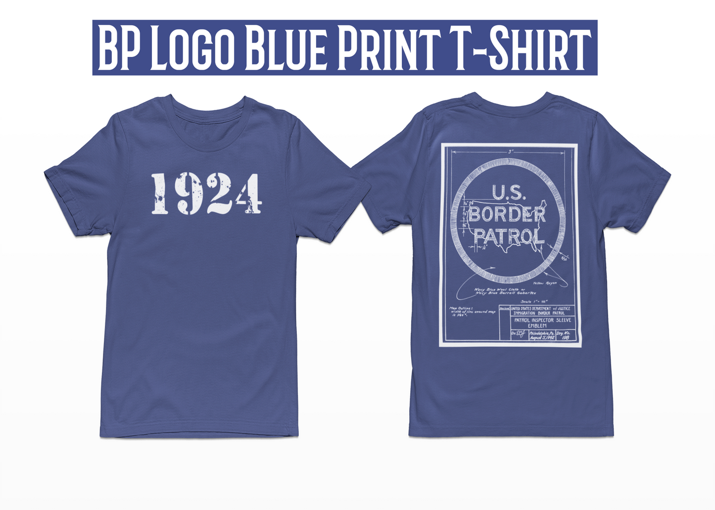 U.S. Border Patrol Sleeve Emblem Blueprint Replica Unisex T-Shirt